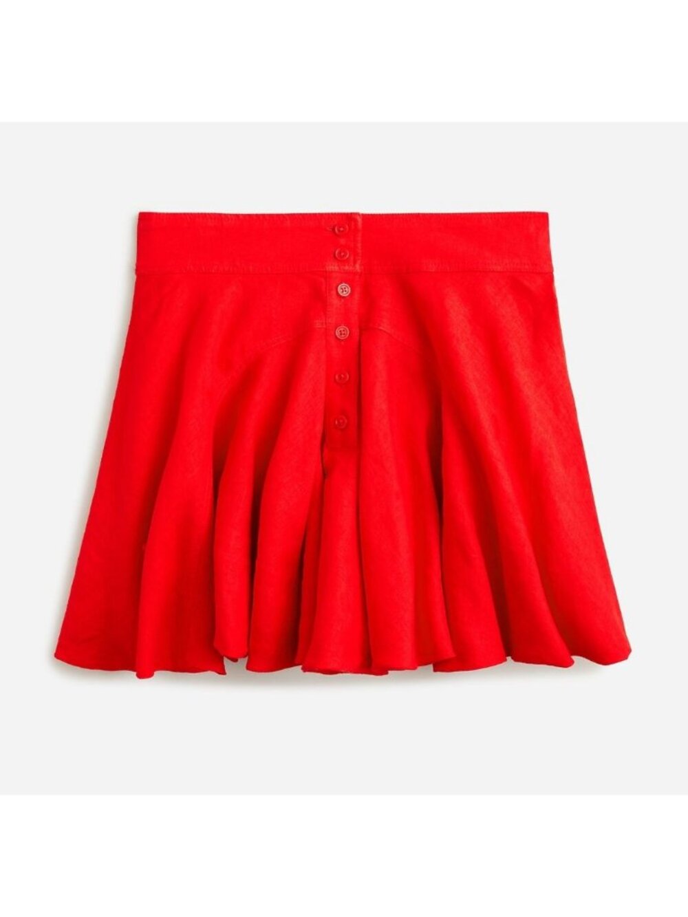 J. Crew Red Button-Up Mini Skirt in Linen Women's Size 8 in Excellent Condition!